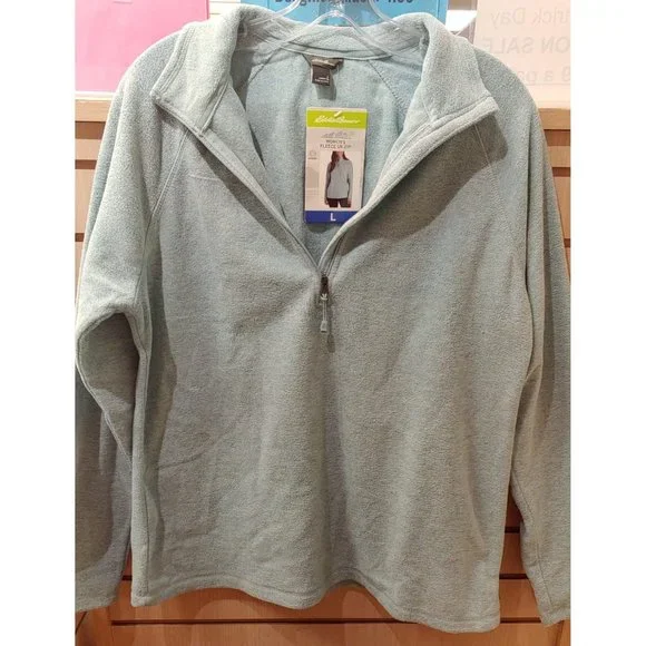 Eddie Bauer Womens Mock Neck Fleece Quarter Zip Pullover--Sea Blue - Picture 5 of 8